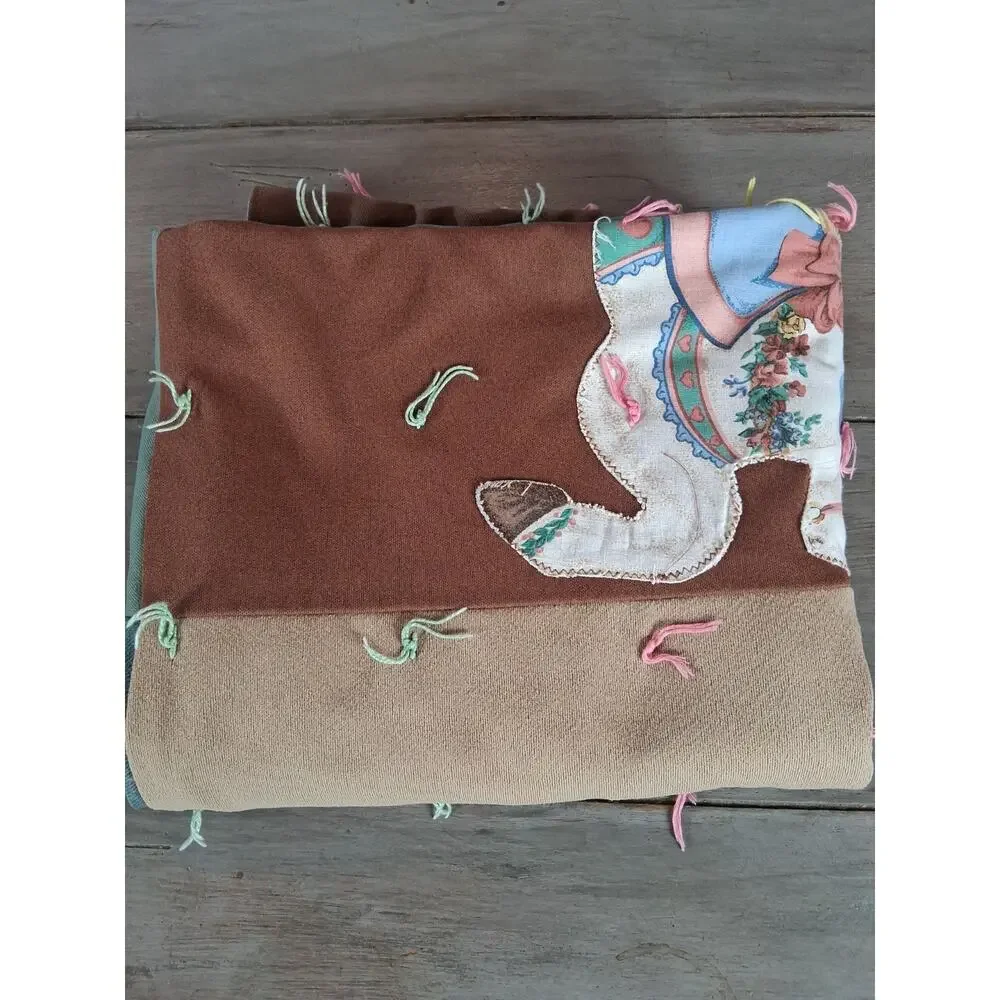 Nice Big Patchwork Horse Blanket Kids Colorful 42×48 Carnival Fair Fun Handmade